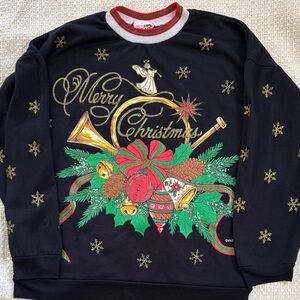 Vintage Merry Christmas Black Pullover